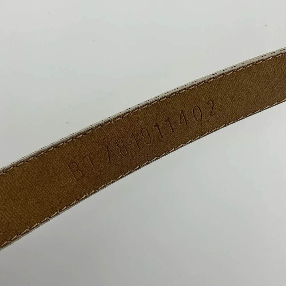 FOSSIL White Ivory‎ Leather & Metal Belt Women Size M 29-33 in